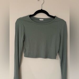 Garage Sage Ribbed Knit Crop  Top Long Sleeved